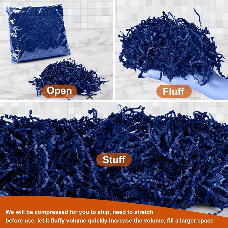 Darfukei Shredded Paper for Gift Baskets, Dark Blue Crinkle Paper Filler, 1/2LB (8 oz), Perfect for Birthdays, Weddings, Anniversaries, Gift Wrapping - Image 3